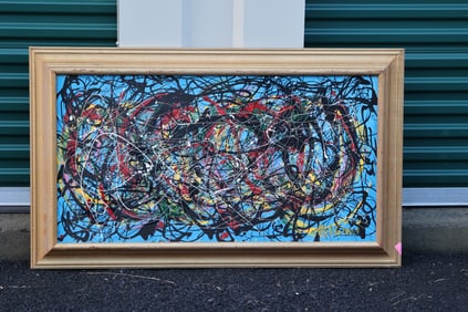 Thomas Pulgini Abstract Action Painting Style of Jackson Pollock Drip Technique Modern Art