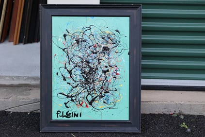 Thomas Pulgini Abstract Expressionist Painting Style of Jackson Pollock Drip Action Art