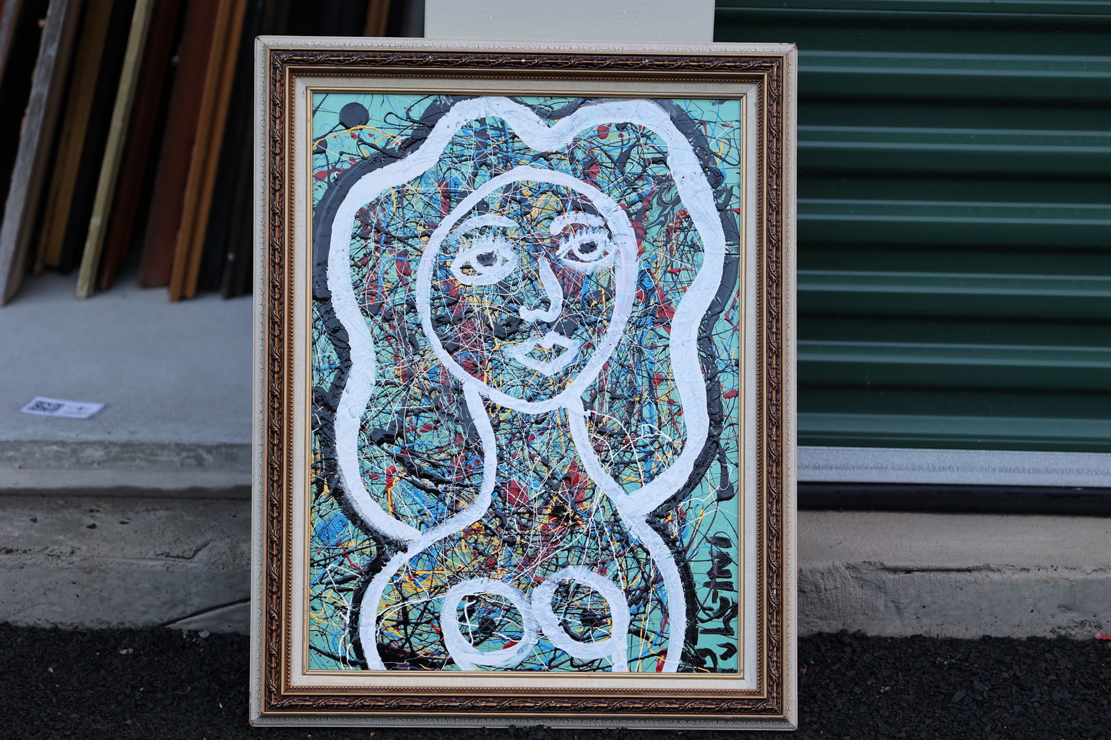 Thomas Pulgini Abstract Nude Woman over Drip Painted Background Signed: All descriptions were generated using AI technology and have not been reviewed or verified by a human. All items are sold as-is, where-is. It is the buyer’s responsibility to preview, examine, and a