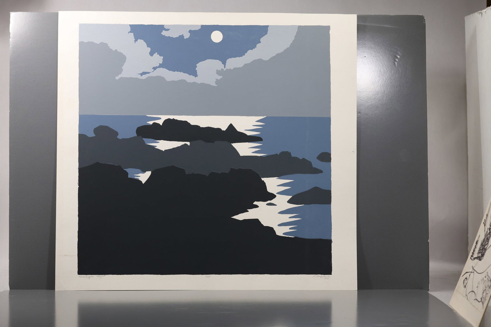 Robert Angeloch (1922–2011) Monhegan Night Color Woodblock Print: All descriptions were generated using AI technology and have not been reviewed or verified by a human. All items are sold as-is, where-is. It is the buyer’s responsibility to preview, examine, and a