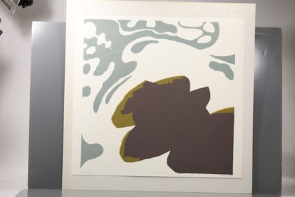 Robert Angeloch (1922–2011) Base of Cliff Modernist Woodblock Print