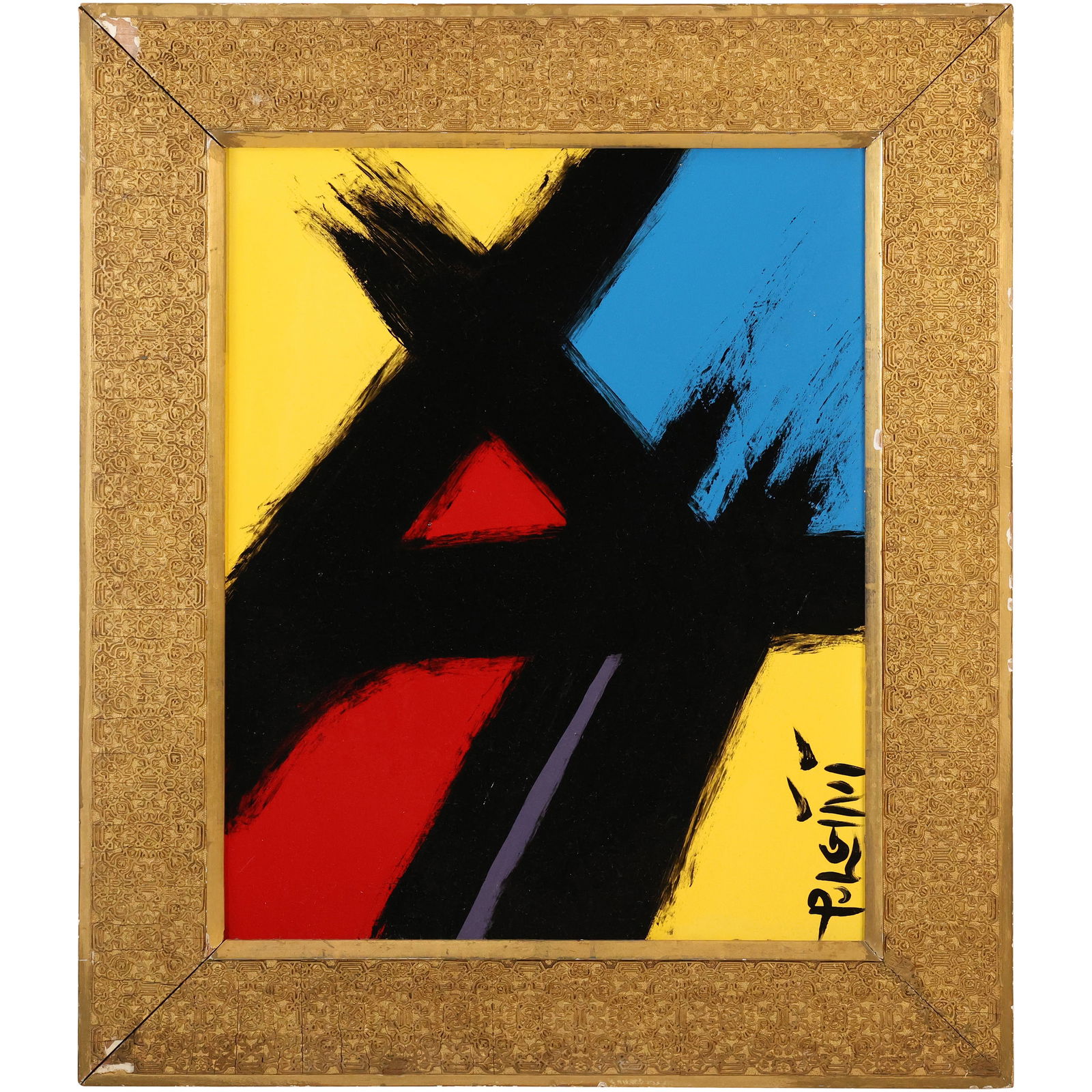 Thomas Pulgini Abstract Geometric Triangle Painting Bold Modern Expressionist Signed (1 of 10)
