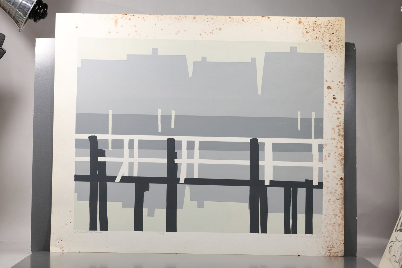 Robert Angeloch (1922–2011) Nantucket Wharves Color Woodblock Print: All descriptions were generated using AI technology and have not been reviewed or verified by a human. All items are sold as-is, where-is. It is the buyer’s responsibility to preview, examine, and a