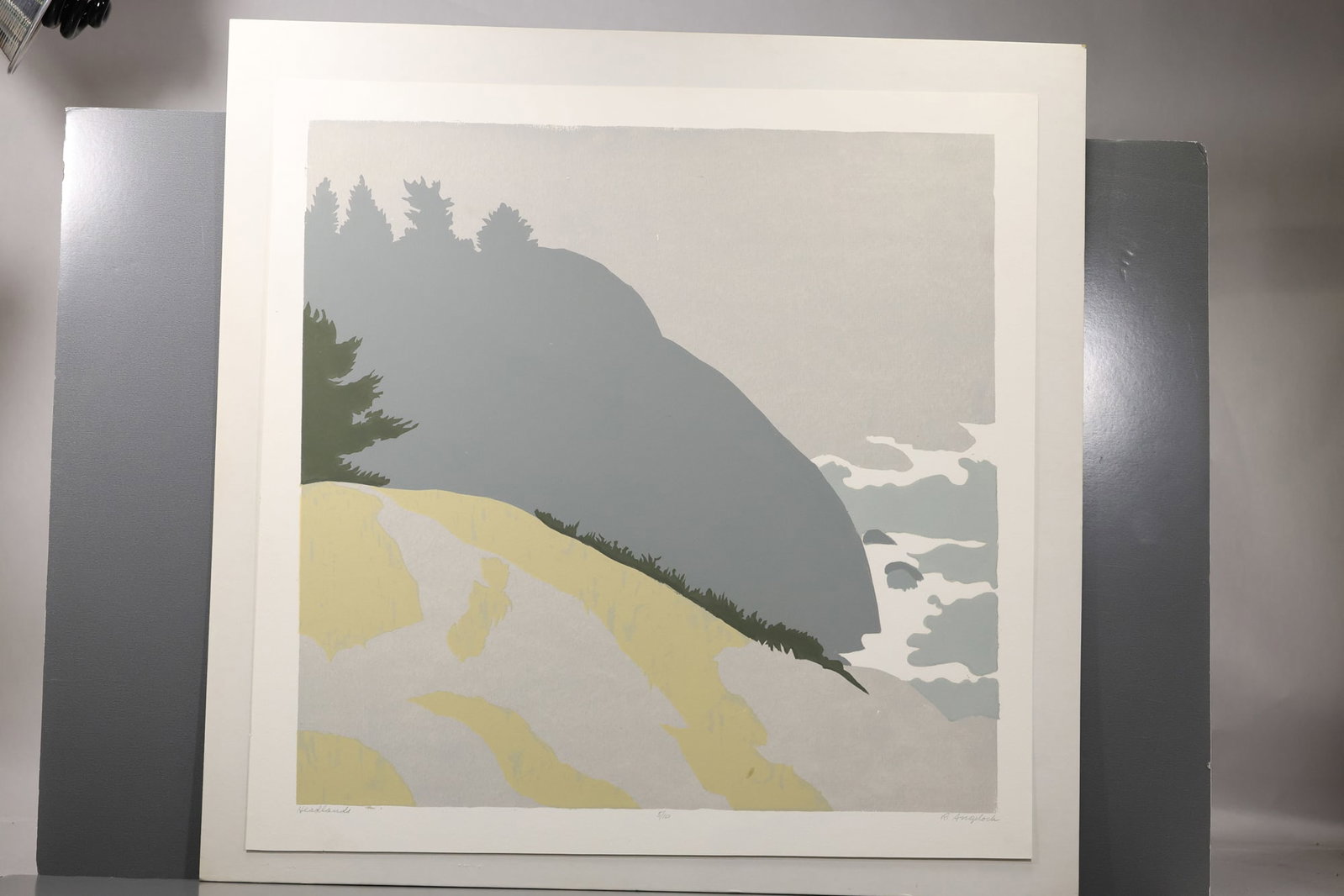 Robert Angeloch (1922–2011) Headlands Color Woodblock Print: All descriptions were generated using AI technology and have not been reviewed or verified by a human. All items are sold as-is, where-is. It is the buyer’s responsibility to preview, examine, and a
