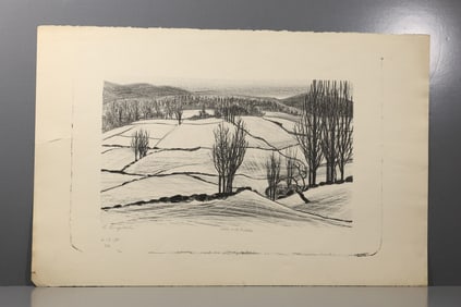 Robert Angeloch (1922–2011) Hills and Fields Lithograph