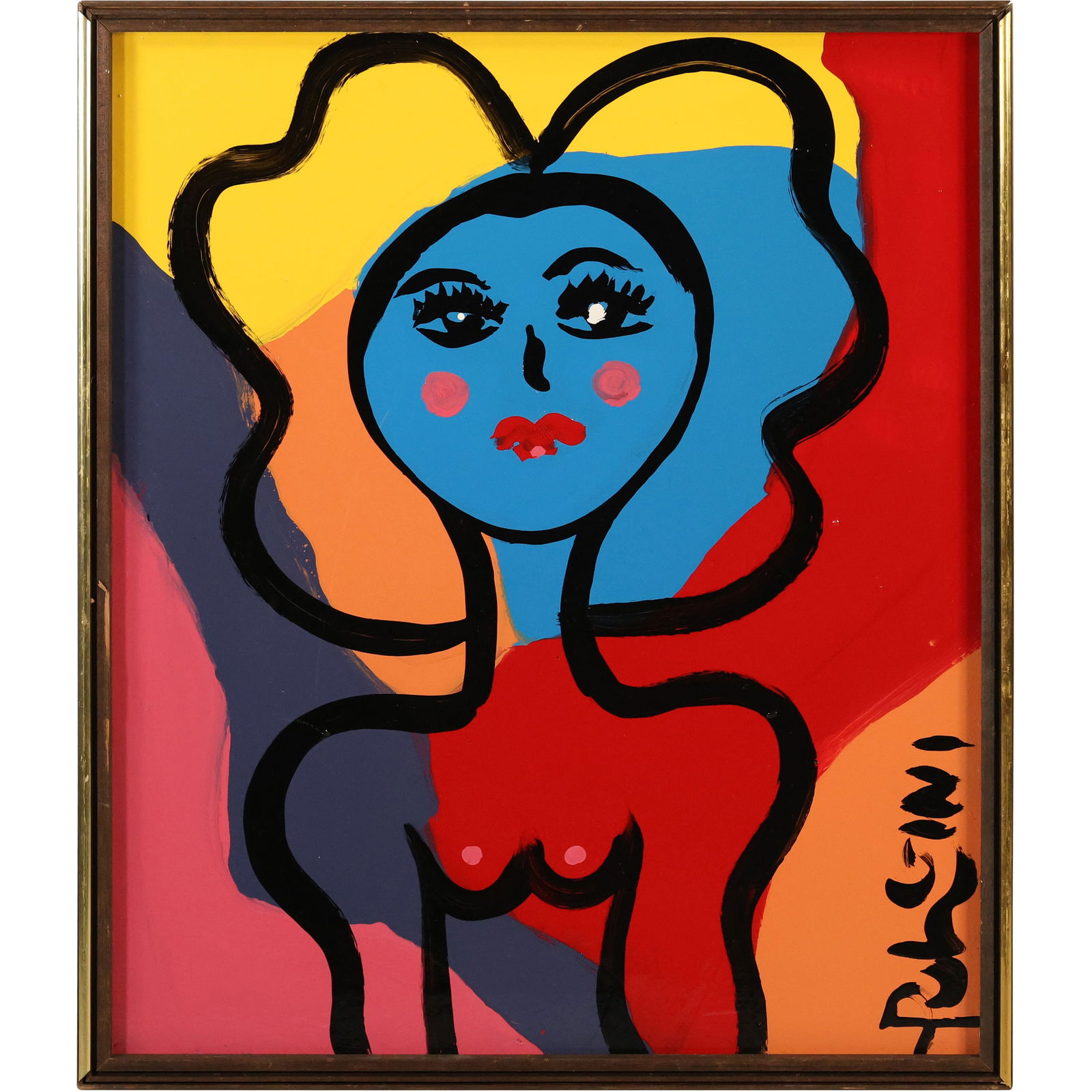 Thomas Pulgini Signed Nude Woman with Big Hair Pop Art Abstract Portrait Painting: All descriptions were generated using AI technology and have not been reviewed or verified by a human. All items are sold as-is, where-is. It is the buyer’s responsibility to preview, examine, and a