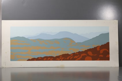 Robert Angeloch (1922–2011) Catskills Landscape Color Woodcut