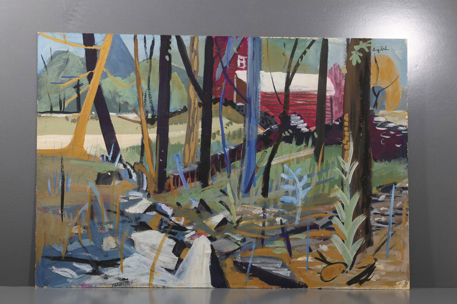 Robert Angeloch (1922–2011) Wolven Farm Casein on board: All descriptions were generated using AI technology and have not been reviewed or verified by a human. All items are sold as-is, where-is. It is the buyer’s responsibility to preview, examine, and a