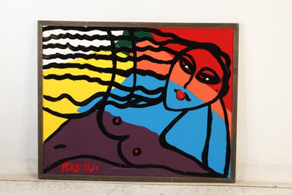 Tom Pulgini (b. 1965) Nude with Wavy Hair, Acrylic Painting