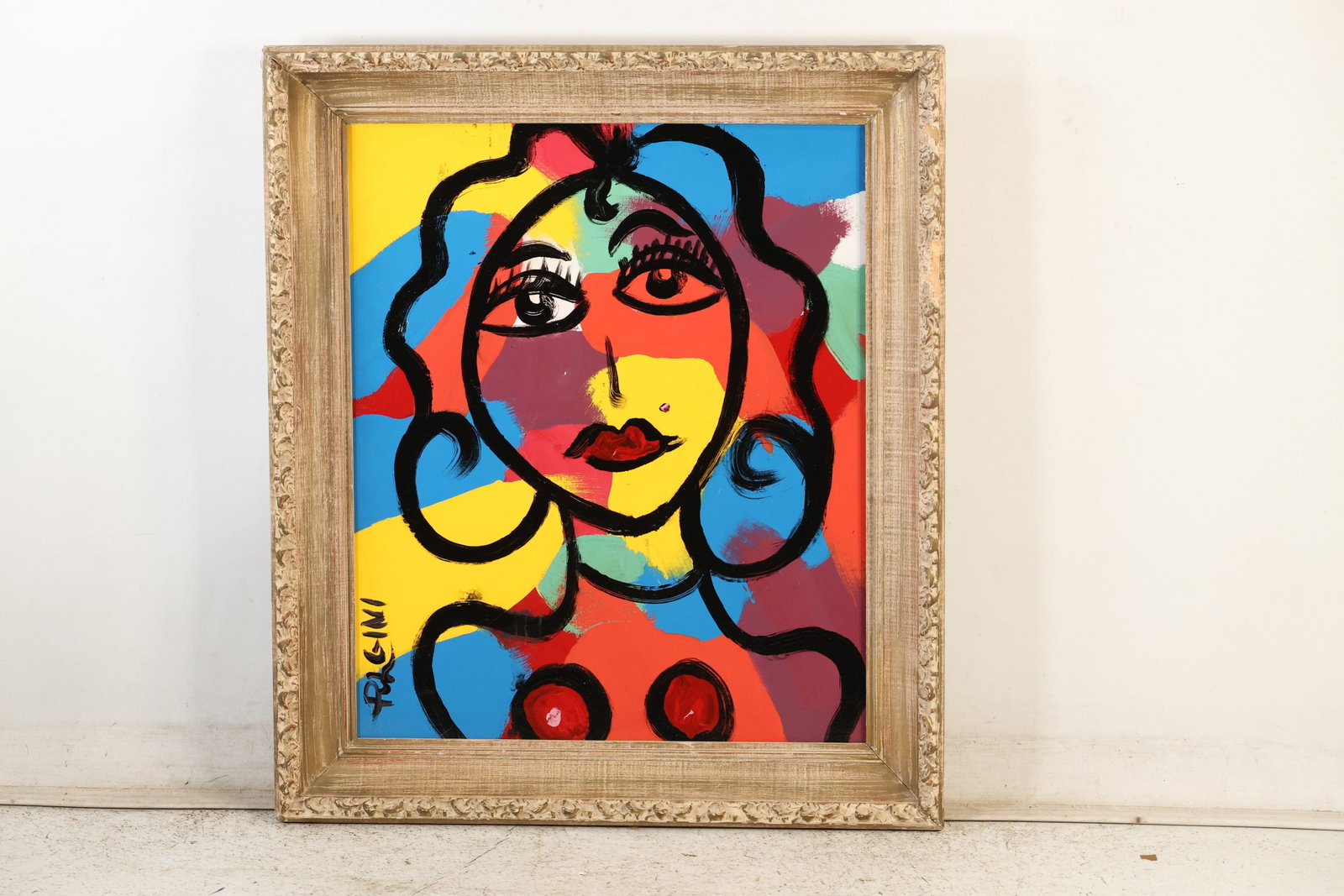 Tom Pulgini (b. 1965) — Nude Woman Portrait, Acrylic Painting: All descriptions were generated using AI technology and have not been reviewed or verified by a human. All items are sold as-is, where-is. It is the buyer’s responsibility to preview, examine, and a