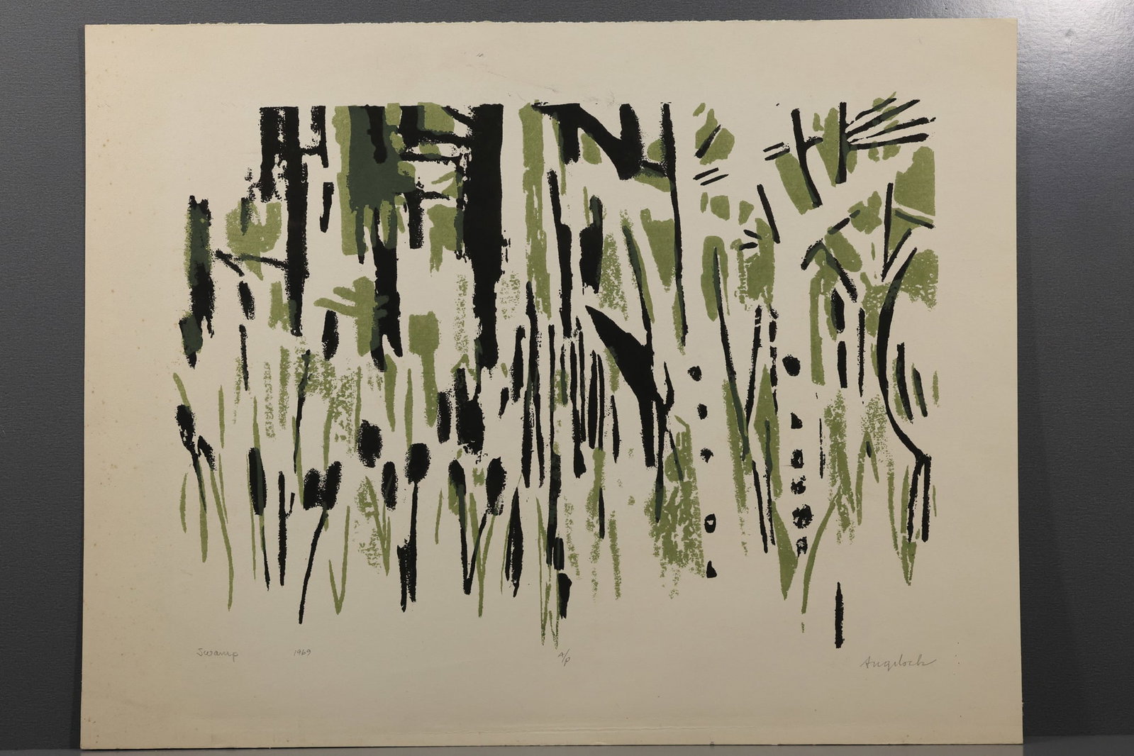 Robert Angeloch (1922–2011) Swamp Woodcut: All descriptions were generated using AI technology and have not been reviewed or verified by a human. All items are sold as-is, where-is. It is the buyer’s responsibility to preview, examine, and a