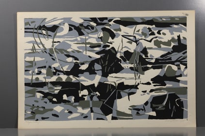 Robert Angeloch (1922–2011) Frozen Swamp Woodcut