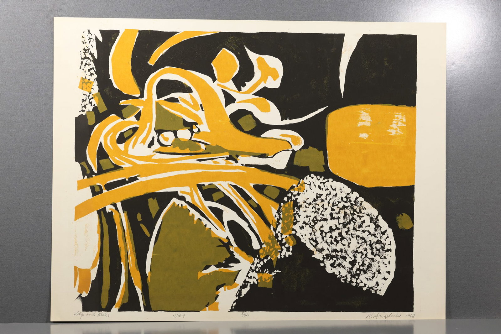 Robert Angeloch (1922–2011) Kelp and Rocks Woodcut: All descriptions were generated using AI technology and have not been reviewed or verified by a human. All items are sold as-is, where-is. It is the buyer’s responsibility to preview, examine, and a