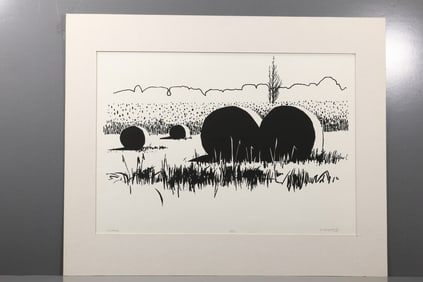 Robert Angeloch (1922–2011) Haystacks Lithograph