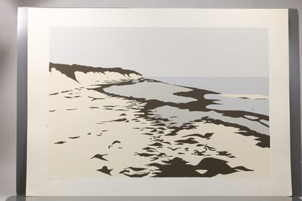 Robert Angeloch (1922–2011) – Beach in October, Color Woodcut