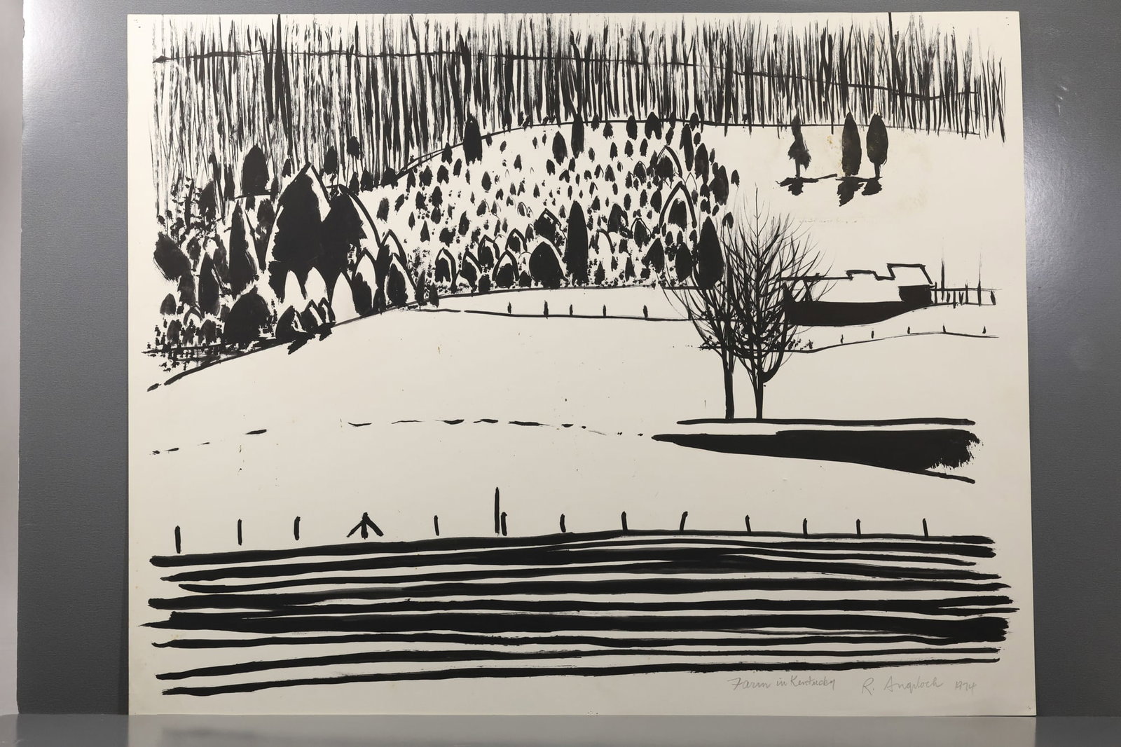 Robert Angeloch (1922–2011) – Farm in Kentucky, Ink on Paper: All descriptions were generated using AI technology and have not been reviewed or verified by a human. All items are sold as-is, where-is. It is the buyer’s responsibility to preview, examine, and a