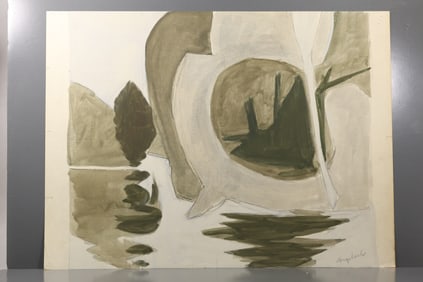 Robert Angeloch (1922–2011) – Abstract Landscape Study, Painting on Paper