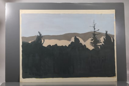 Robert Angeloch (1922–2011) – Tree Line and Ridge, Painting on Paper