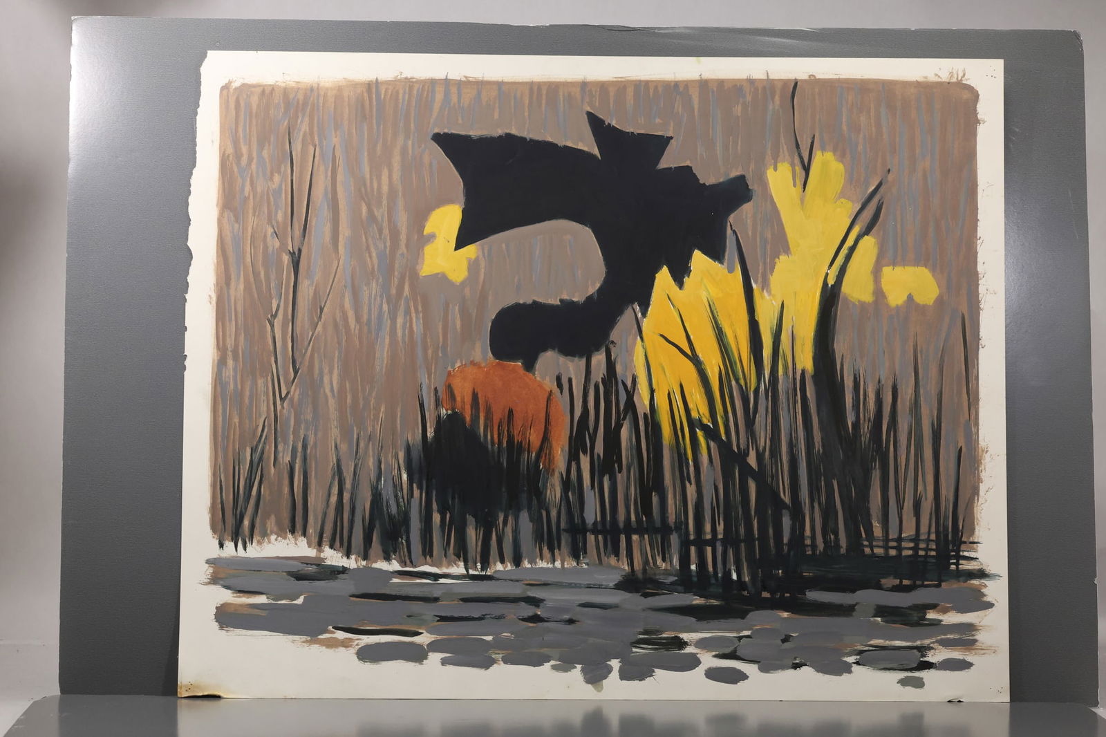 Robert Angeloch (1922–2011) – Marsh Reeds and Shadows, Painting on Paper: All descriptions were generated using AI technology and have not been reviewed or verified by a human. All items are sold as-is, where-is. It is the buyer’s responsibility to preview, examine, and a