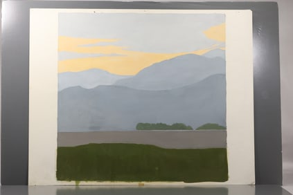 Robert Angeloch (1922–2011) – Mountain View at Dusk – Gouache on Paper