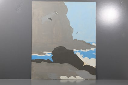 Robert Angeloch (1922–2011) – Seabirds and Cliffs, Monhegan – Gouache on Board