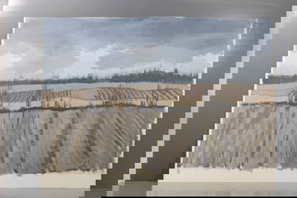 Robert Angeloch (1922–2011) – Plowed Field under Gray Sky – Gouache on Paper