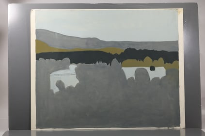 Robert Angeloch (1922–2011) – Distant Hills over River – Gouache on Paper