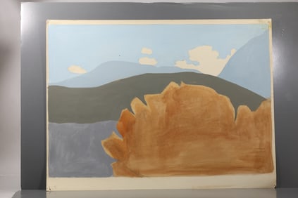 Robert Angeloch (1922–2011) – Ochre Hillside Landscape – Oil on Paper