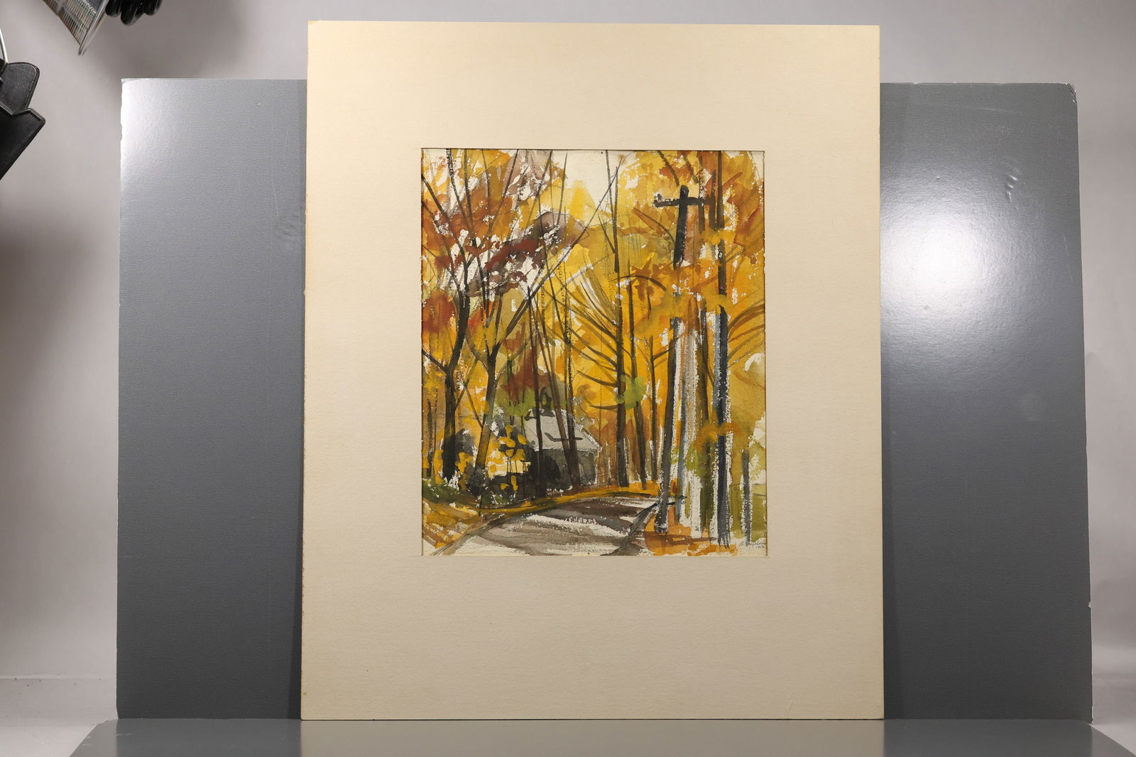 Robert Angeloch (1922–2011) – Autumn Road with Cabin – Watercolor on Paper: All descriptions were generated using AI technology and have not been reviewed or verified by a human. All items are sold as-is, where-is. It is the buyer’s responsibility to preview, examine, and a