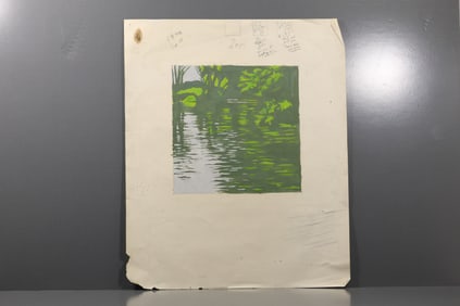 Robert Angeloch (1922–2011) – Riverbank Study with Reflections – Oil on Paper