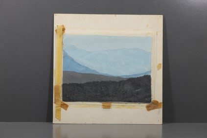 Robert Angeloch (1922–2011) – Blue Hills Landscape Study – Oil on Paper Mounted to Board