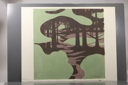 Robert Angeloch (1922–2011) – Woodland Path Abstraction – Oil on Paper