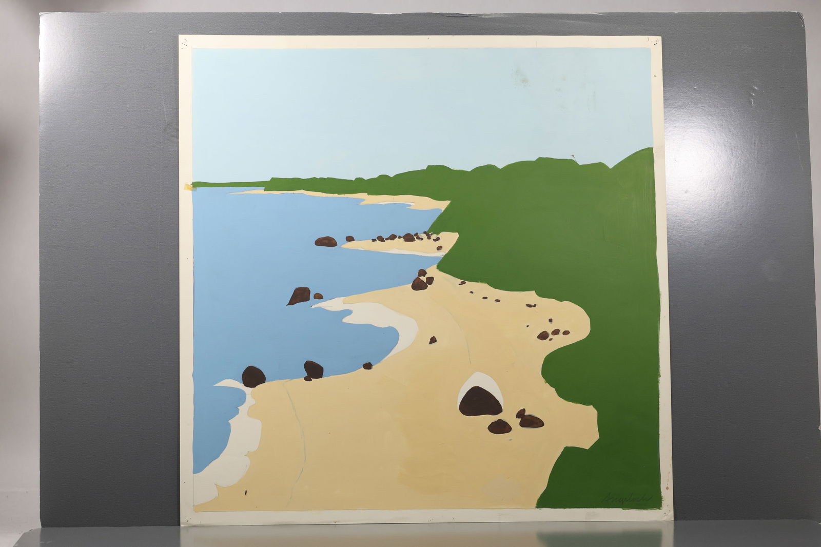 Robert Angeloch (1922–2011) – Coastal Shoreline – Oil on Paper: All descriptions were generated using AI technology and have not been reviewed or verified by a human. All items are sold as-is, where-is. It is the buyer’s responsibility to preview, examine, and a