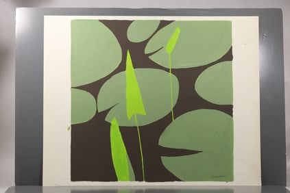 Robert Angeloch (1922–2011) – Lily Pads and Shoots – Oil on Paper