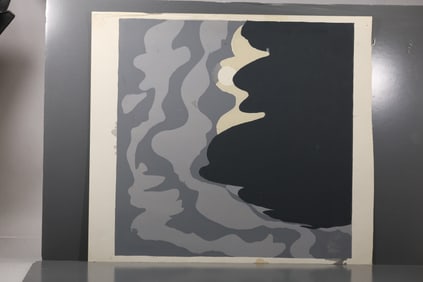 Robert Angeloch (1922–2011) – Abstract Moonlit Landscape – Oil on Paper