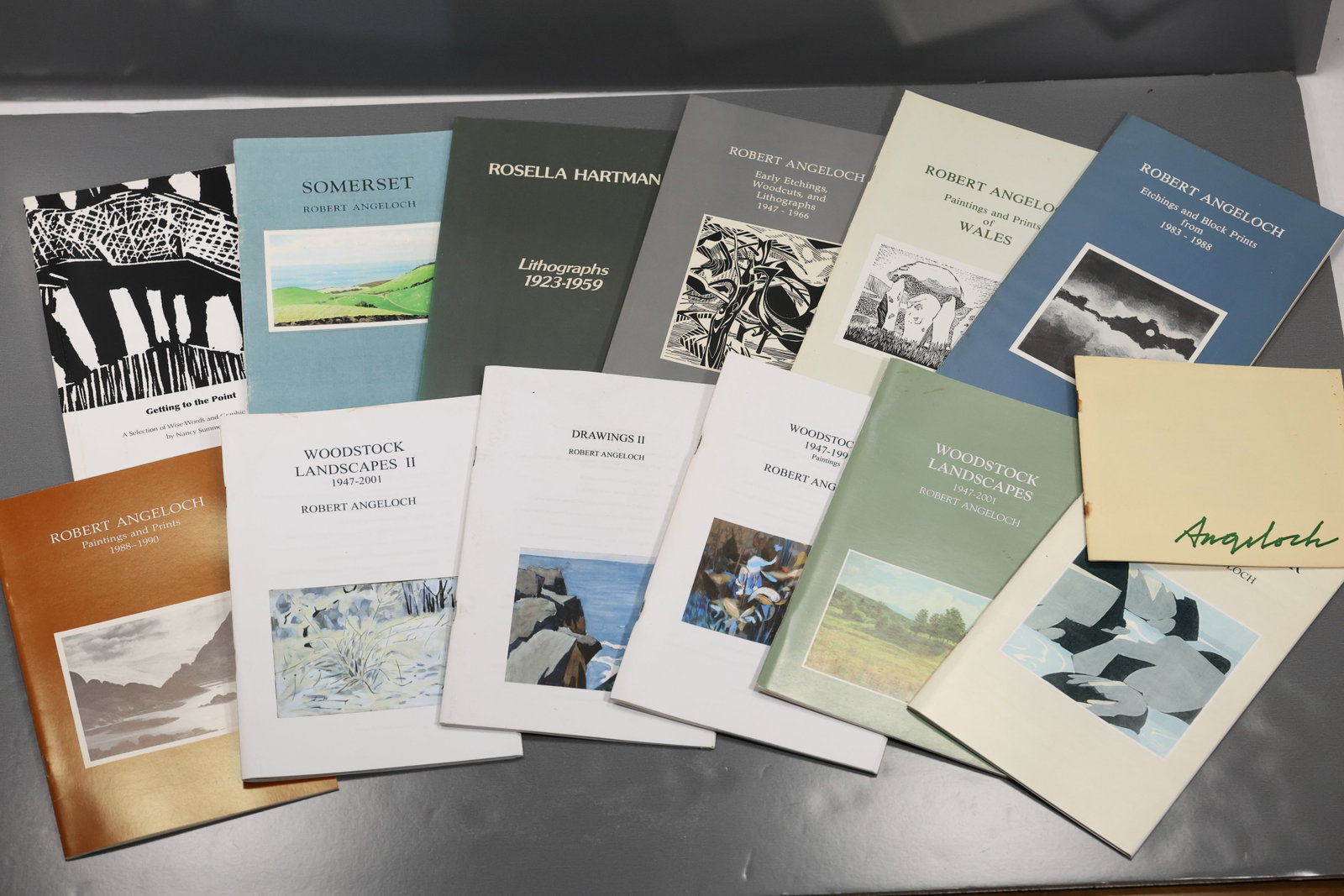 x12 Robert Angeloch (1922–2011) – Retrospective Exhibition Catalog Collection – Printed: All descriptions were generated using AI technology and have not been reviewed or verified by a human. All items are sold as-is, where-is. It is the buyer’s responsibility to preview, examine, and a