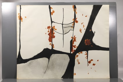Robert Angeloch (1922–2011) – Abstract Tree Form – Ink and Wash on Paper
