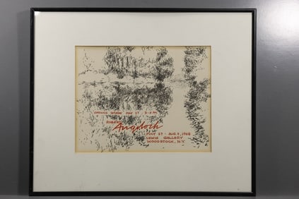 Robert Angeloch (1922–2011) – 1968 Lewis Gallery Exhibition Poster – Woodblock Print