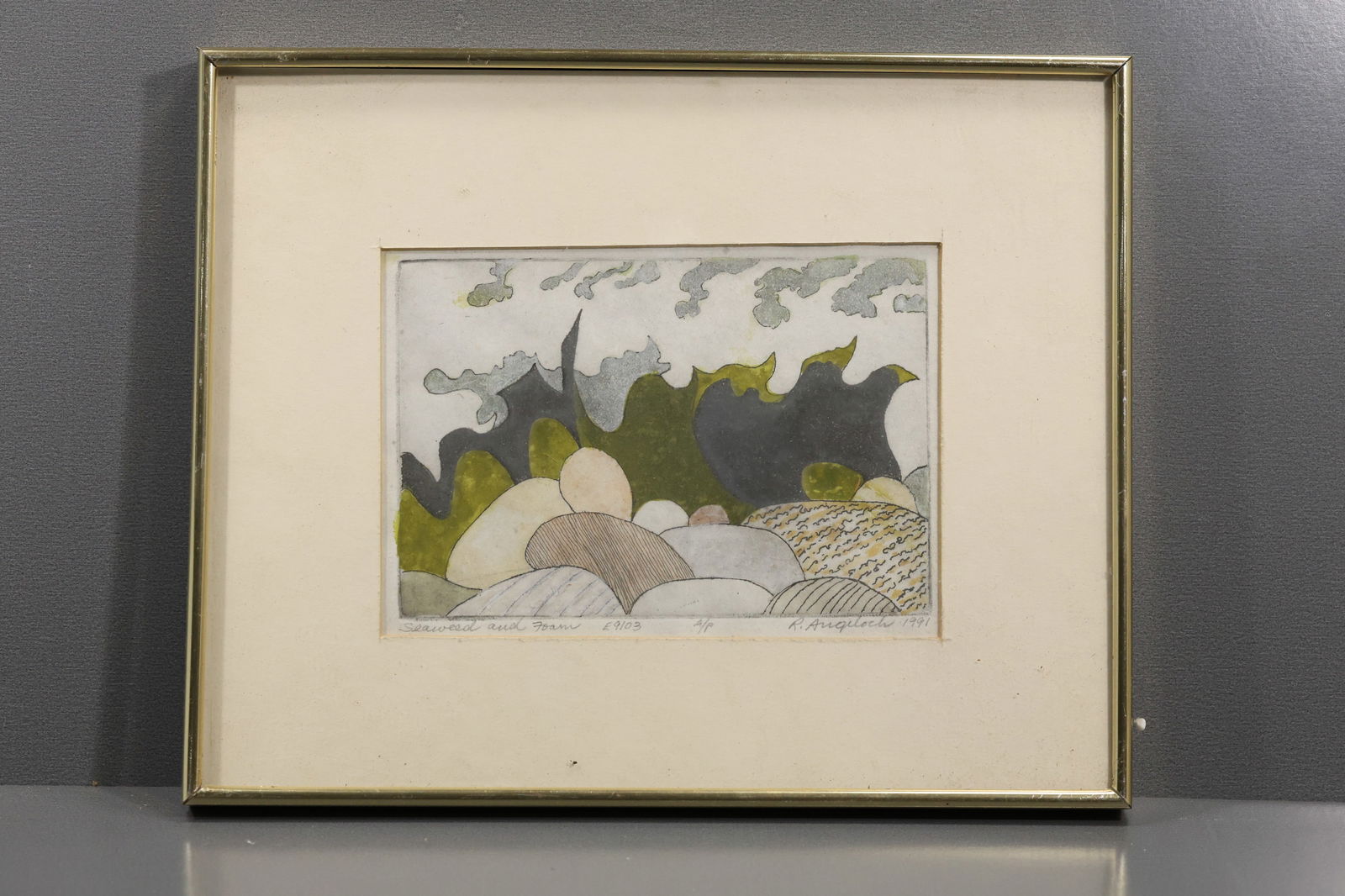 Robert Angeloch (1922–2011) – “Seaweed and Foam” – Etching, 1991: All descriptions were generated using AI technology and have not been reviewed or verified by a human. All items are sold as-is, where-is. It is the buyer’s responsibility to preview, examine, and a