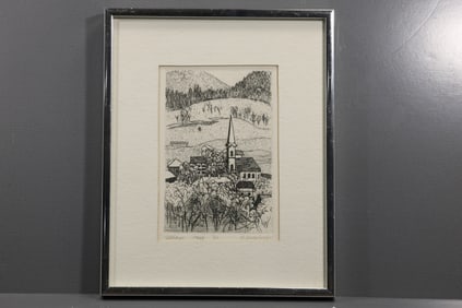 Robert Angeloch (1922–2011) – “Village” – Etching, Edition 4/10