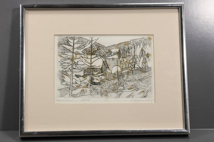 Robert Angeloch (1922–2011) – “Hillside Farm” – Etching, 1994