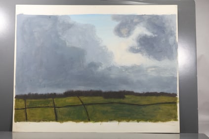 Robert Angeloch (1922–2011) – Storm Over Fields – Gouache on Paper