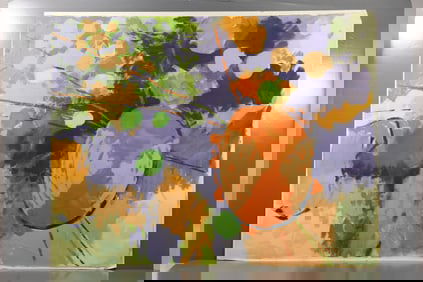 Robert Angeloch (1922–2011) – Still Life: Orange, Violet, Green – Gouache on Paper