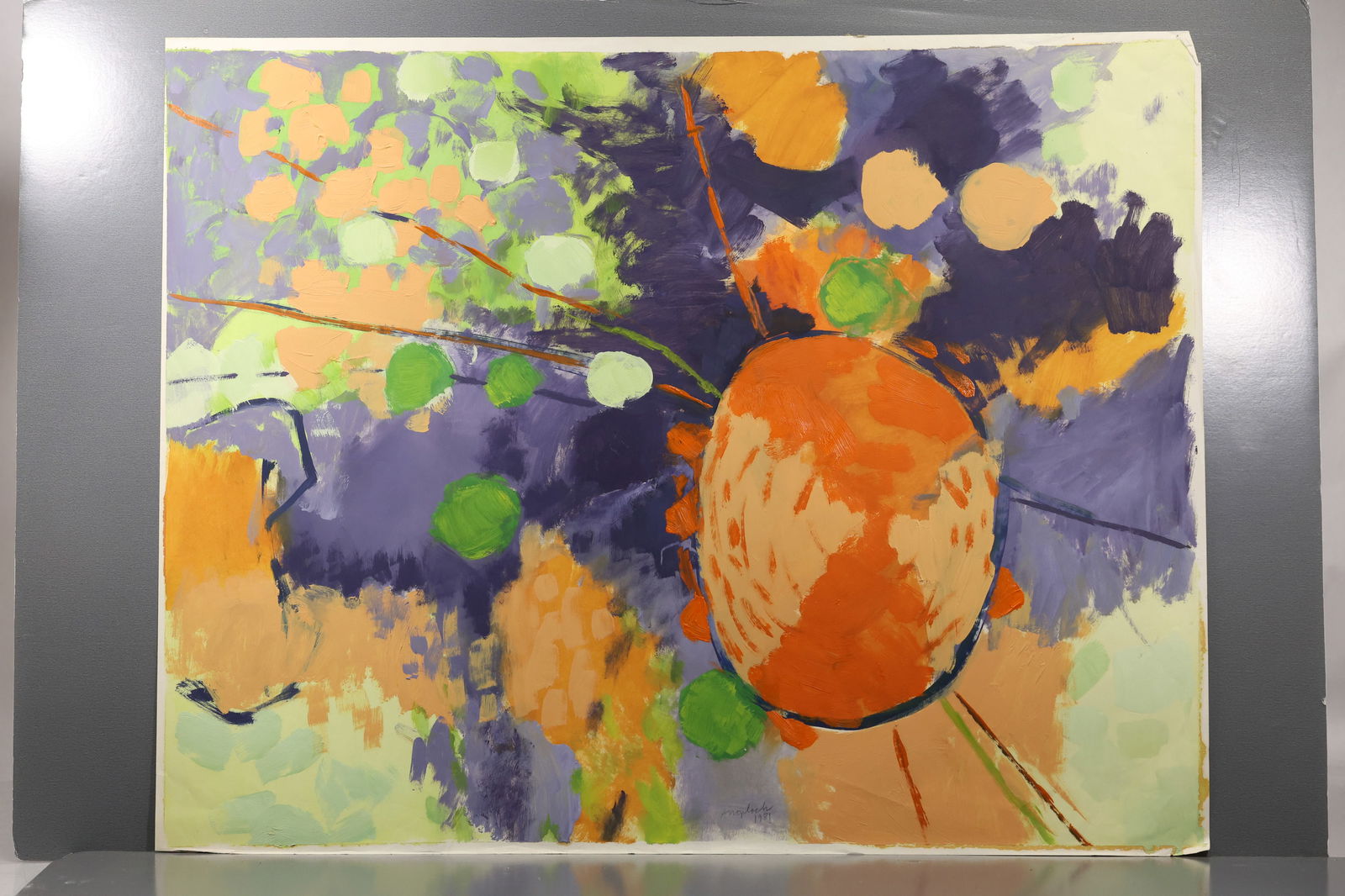 Robert Angeloch (1922–2011) – Still Life: Orange, Violet, Green – Gouache on Paper (1 of 15)