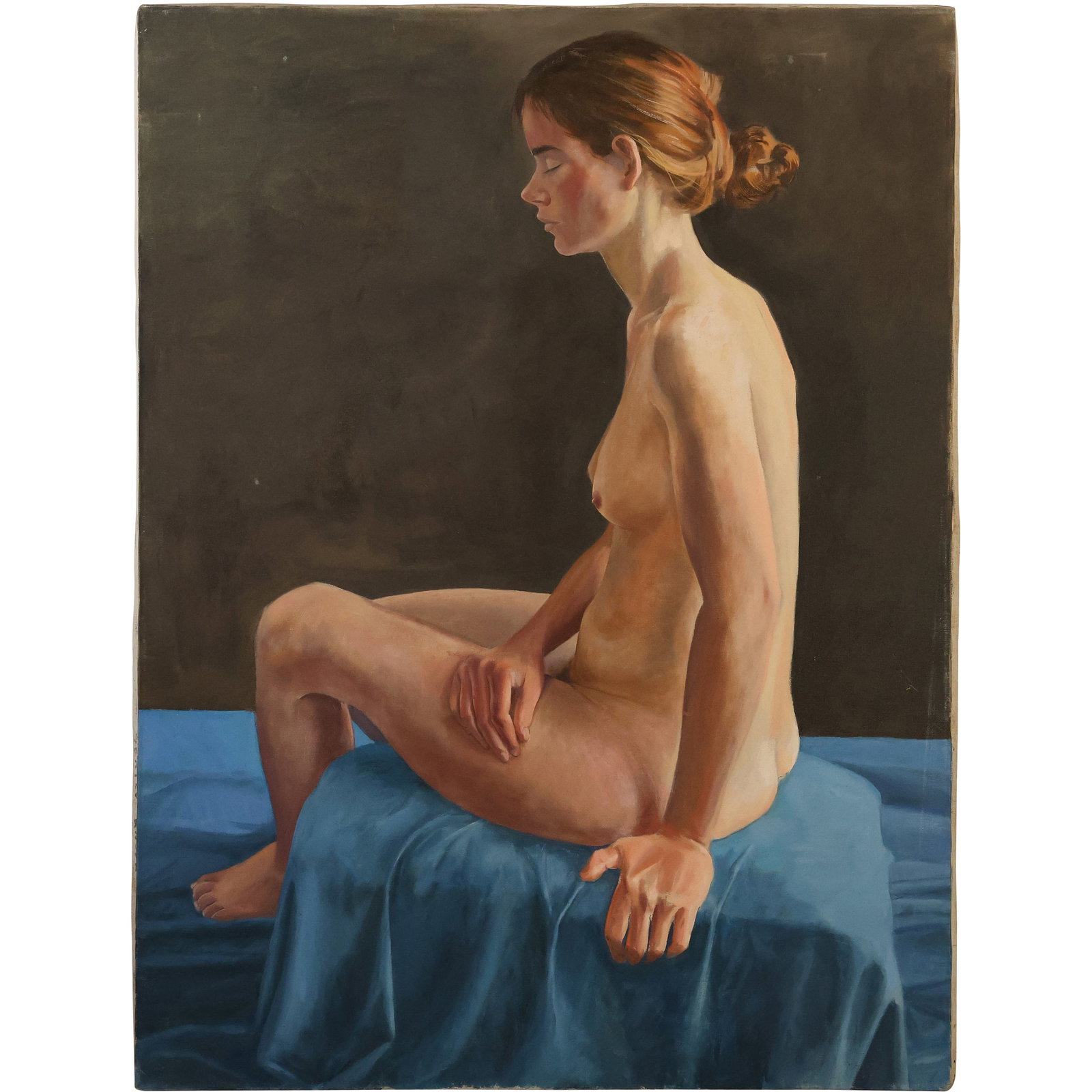 Robert Angeloch (1922–2011) — Seated, Oil on Canvas: All descriptions were generated using AI technology and have not been reviewed or verified by a human. All items are sold as-is, where-is. It is the buyer’s responsibility to preview, examine, and a