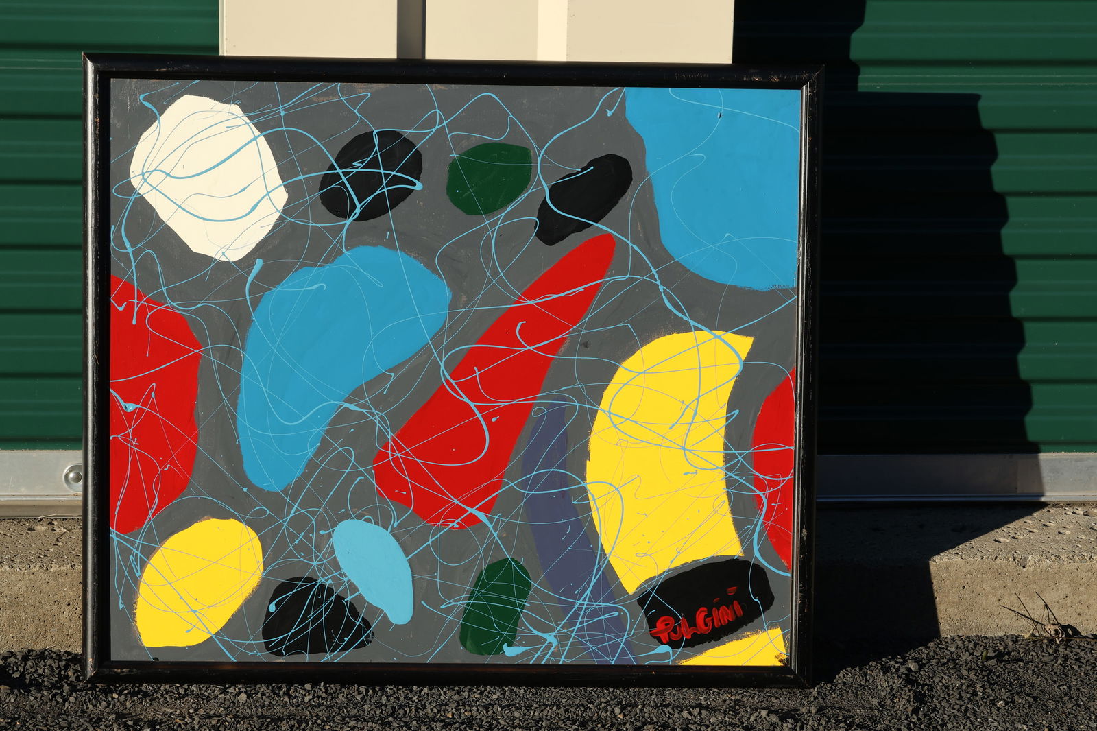 Thomas Pulgini Signed Abstract Painting Colorful Blobs on Gray Background Modern Art: All descriptions were generated using AI technology and have not been reviewed or verified by a human. All items are sold as-is, where-is. It is the buyer’s responsibility to preview, examine, and a