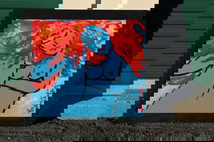 Thomas Pulgini Signed Reclining Blue Nude Woman with Fiery Red Hair Modern Pop Art