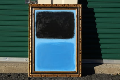 Thomas Pulgini Abstract Field Painting in the Style of Mark Rothko Black and Blue Composition