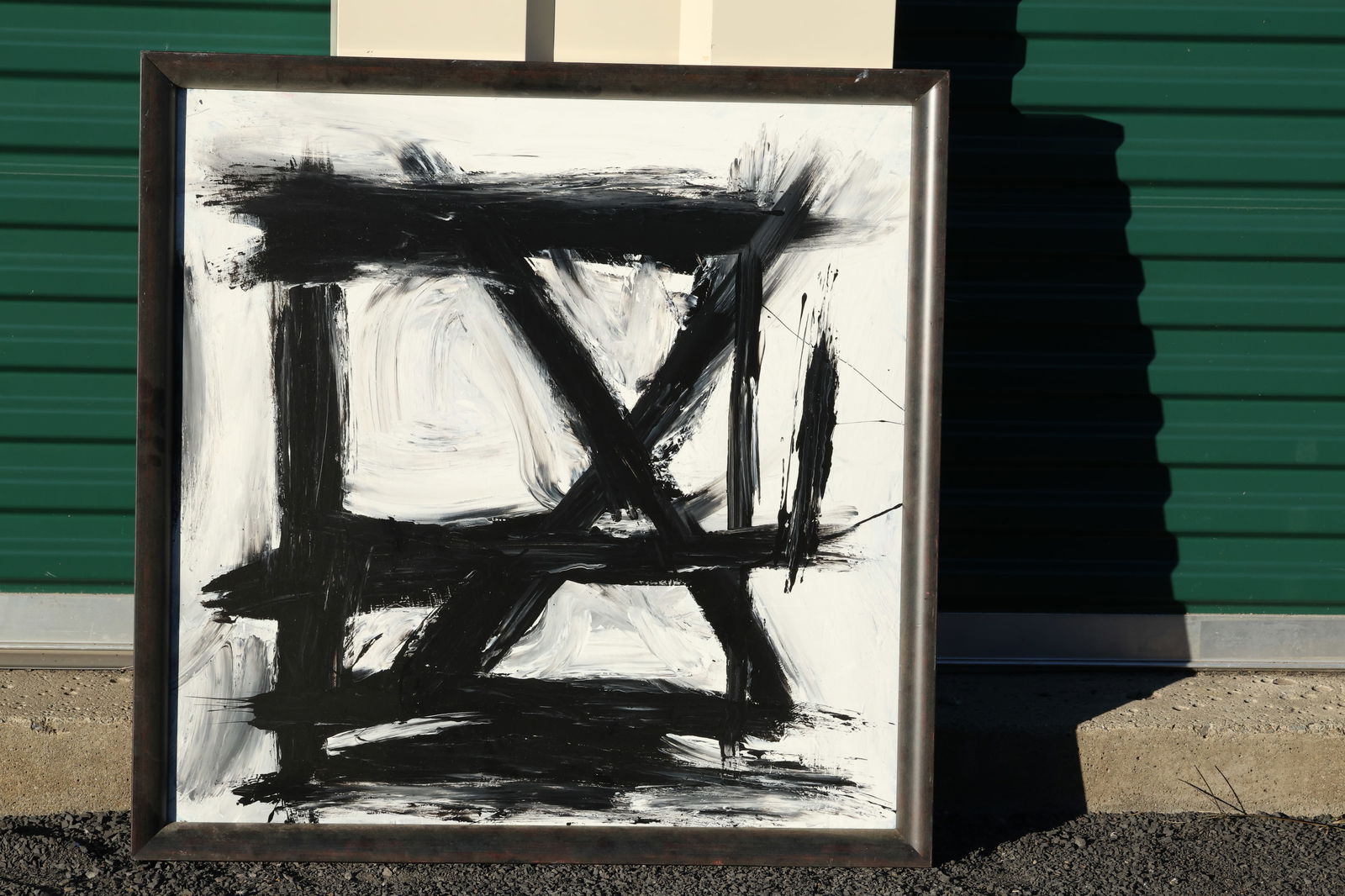 Tom Pulgini (b. 1965) – Black and White Abstract – Oil on Board: All descriptions were generated using AI technology and have not been reviewed or verified by a human. All items are sold as-is, where-is. It is the buyer’s responsibility to preview, examine, and a