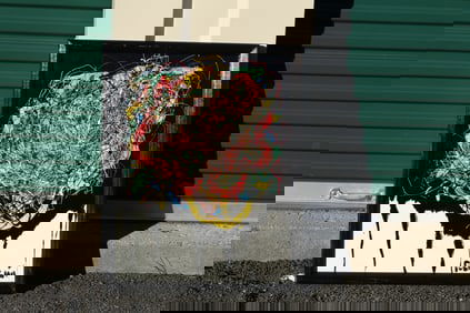 Thomas Pulgini Signed Abstract Drip Painting with Multicolor Splatter and Falling Black Paint Modern